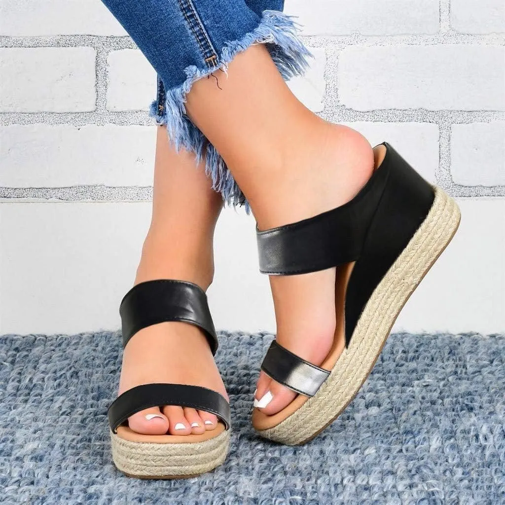 2025 Platform Sandals Women Fashion Wedges Sandals Casual Comfortable Mid Heels Open Toe Espadrilles Sandals Slip on Shoes Dressy Summer Flat