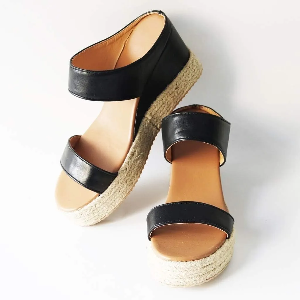 2025 Platform Sandals Women Fashion Wedges Sandals Casual Comfortable Mid Heels Open Toe Espadrilles Sandals Slip on Shoes Dressy Summer Flat