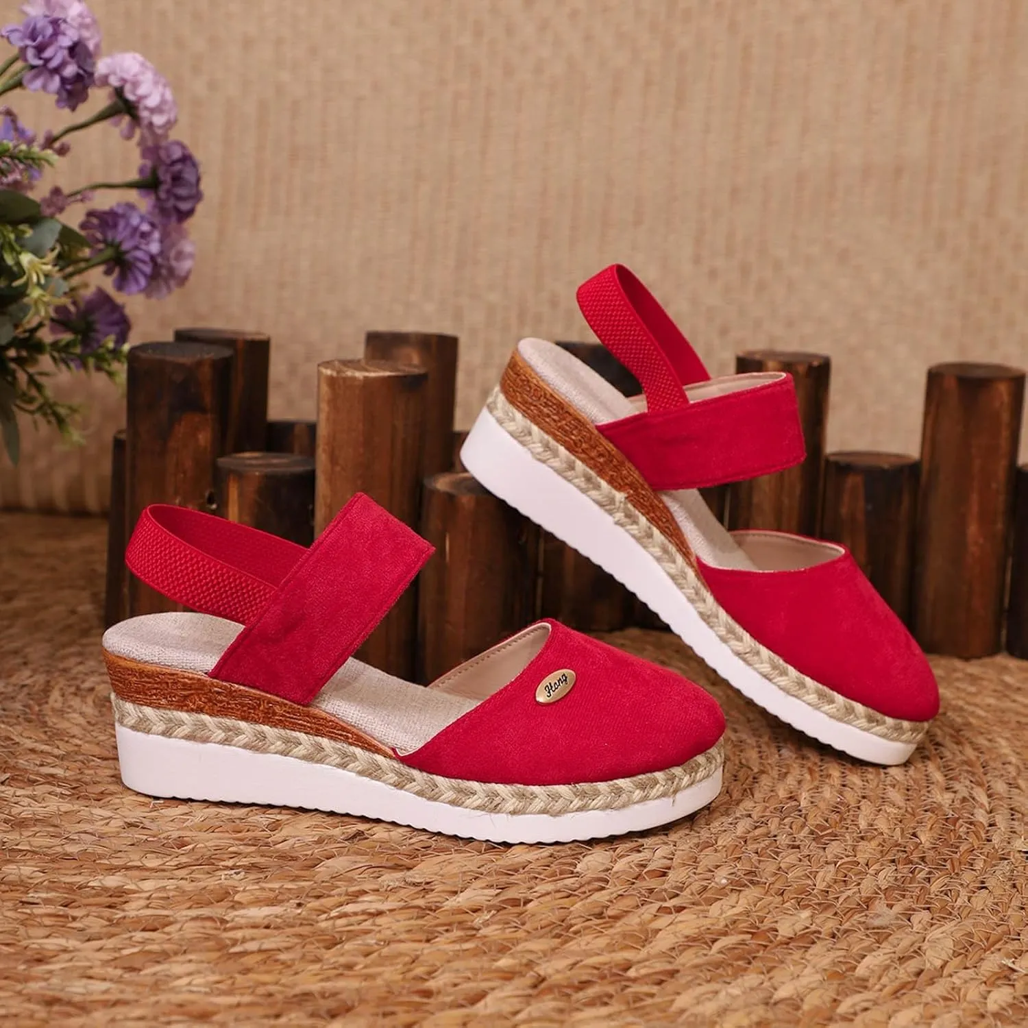 2025 Women's Closed Toe Platform Sandals Espadrilles Wedges for Women Open Toe Comfortable Non Slip Summer Shoes with Adjustable Ankle Elastic Strap Retro Canvas Dressy Wedge Heels