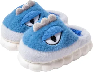 4-12.5 Years Boys Girls Adorkable Slippers Memory Foam Thick Bottom Soft Plush Funny Dinosaur Eyes Face Slippers