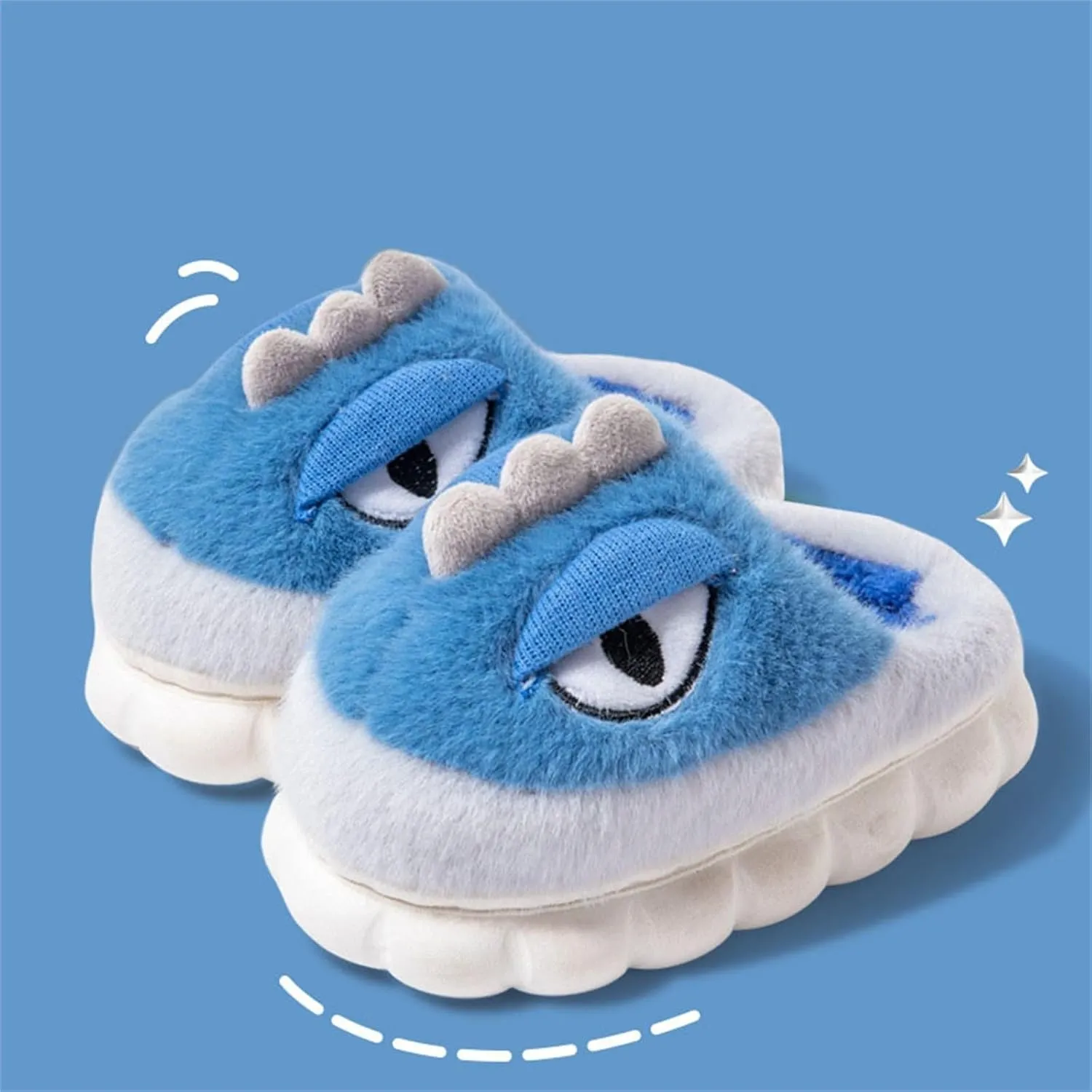 4-12.5 Years Boys Girls Adorkable Slippers Memory Foam Thick Bottom Soft Plush Funny Dinosaur Eyes Face Slippers