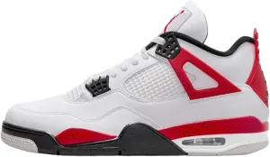 4 Retro Sneakers, White/Red/Black (Size 8 Men/9.5 Women)