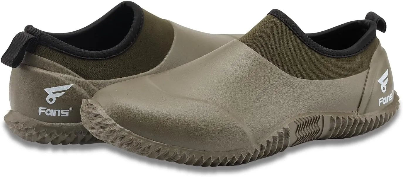 8 Fans Men's Garden Shoes Waterproof Rain Boots Neoprene Muck Mud Shoes with Memory Foam Insoles for Gardening, Farming