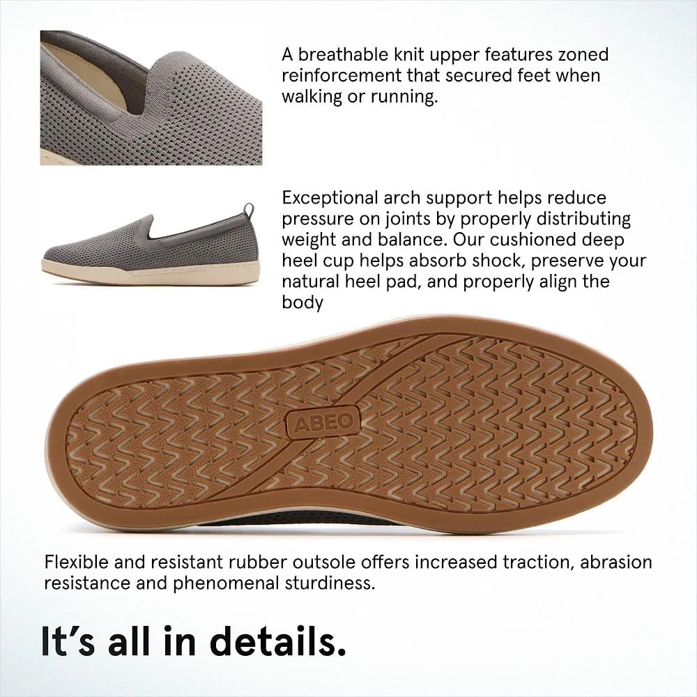 ABEO Women's Encore Knit Slip On Sneakers | Metatarsal Sneakers | Breathable Knit Slip On Sneakers | Womens Travel Sneakers | Built-in Metatarsal Pads