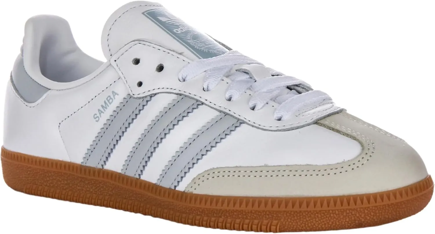adidas Samba OG Sneakers, White with Grey Accents, Gum Sole (White Grey, US Footwear Size System, Adult, Women, Numeric, Medium, 7)