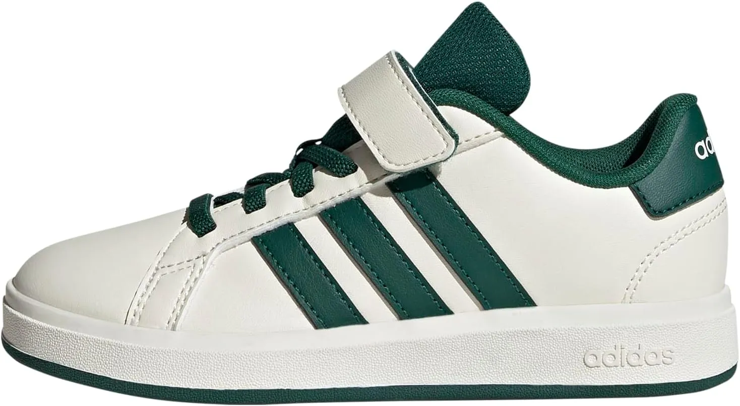 adidas Unisex-Child Grand Court 2.0 Elastic Lace & Strap Sneaker