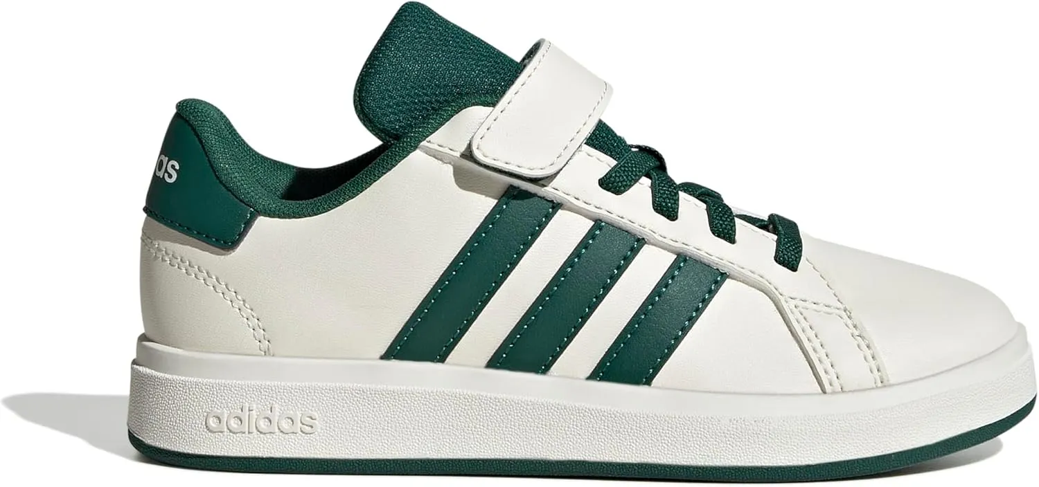 adidas Unisex-Child Grand Court 2.0 Elastic Lace & Strap Sneaker