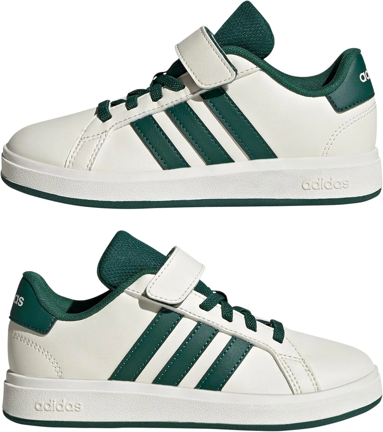 adidas Unisex-Child Grand Court 2.0 Elastic Lace & Strap Sneaker