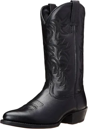 ADMLZQQ Mens Classic Durable Round Toe Embroidered Western Rodeo Cowboy Boots