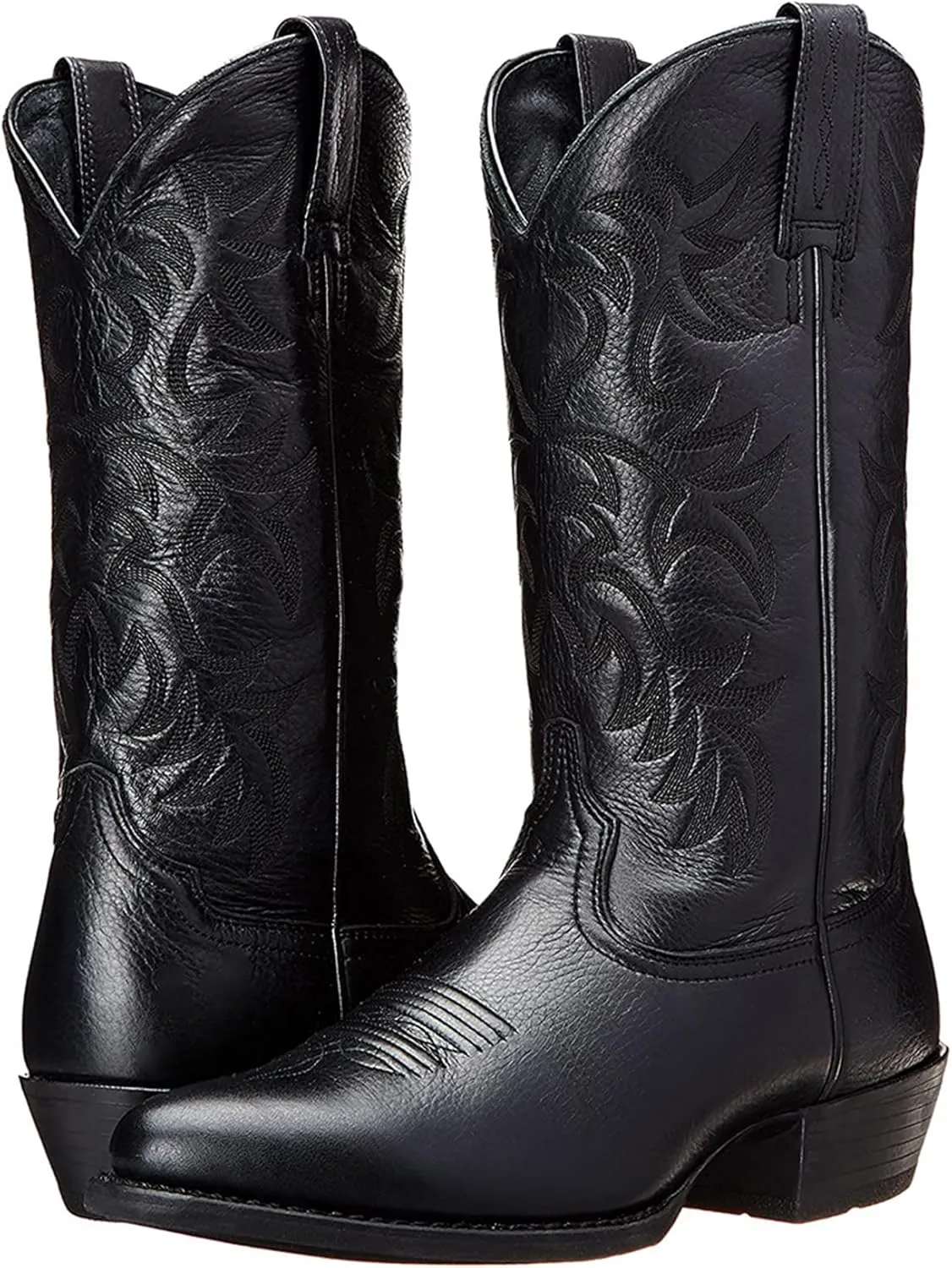 ADMLZQQ Mens Classic Durable Round Toe Embroidered Western Rodeo Cowboy Boots
