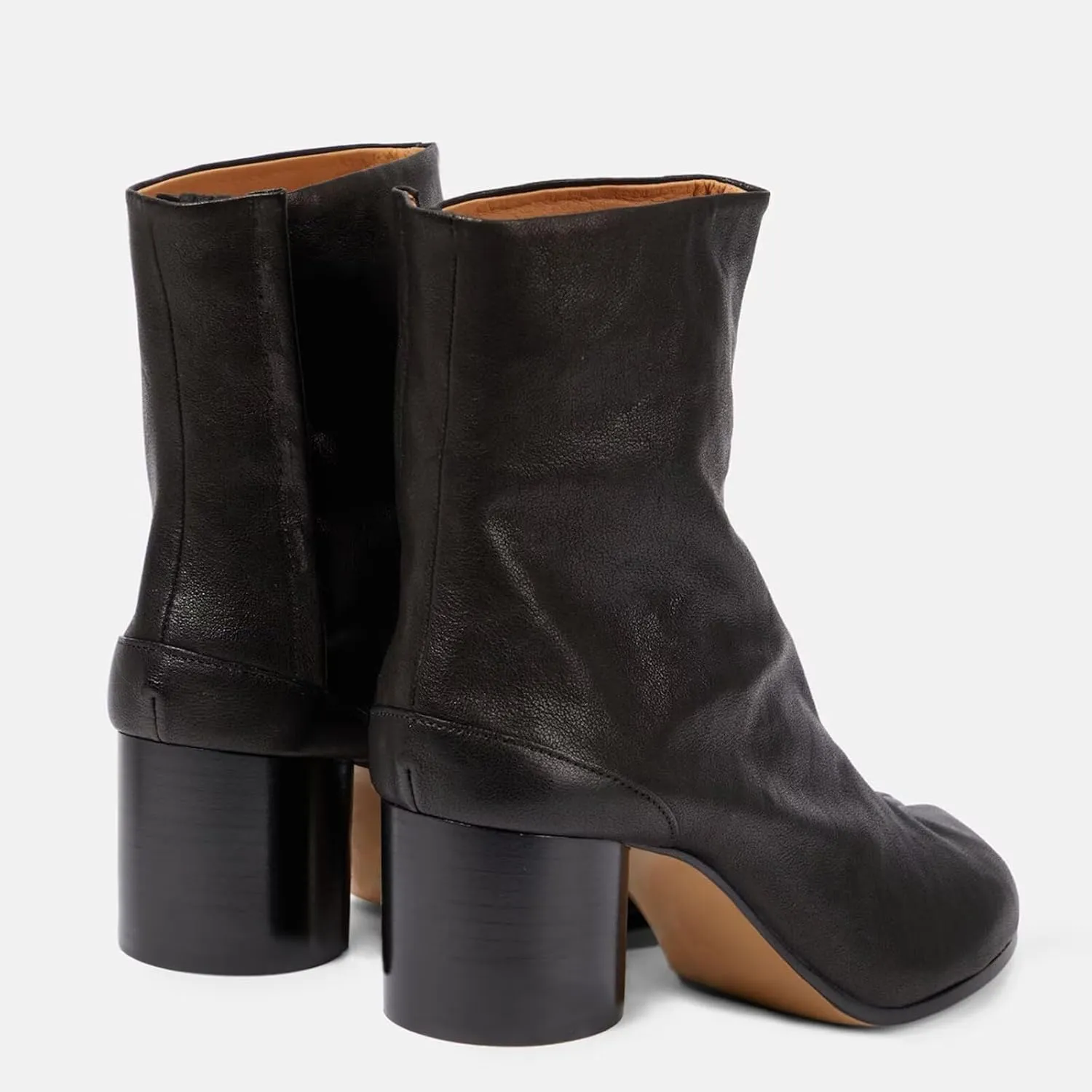 Agodor Women Split Toe Tabi Shoes Chunky Block High Heels Mid Calf Boots Vintage Fashion Shoes