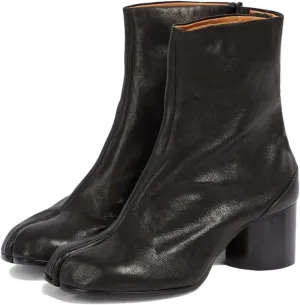 Agodor Women Split Toe Tabi Shoes Chunky Block High Heels Mid Calf Boots Vintage Fashion Shoes