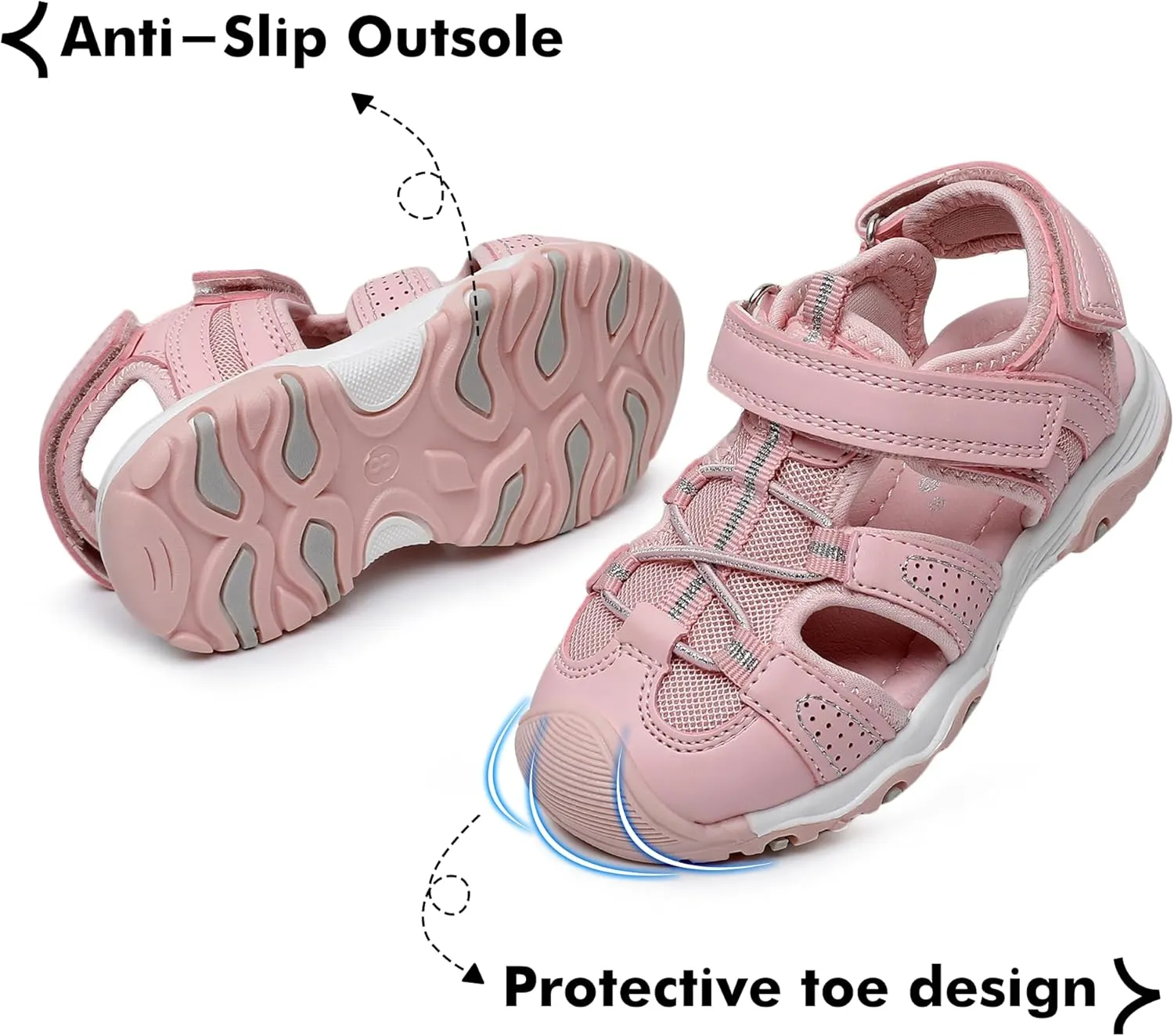 Ahannie Toddler Sandals Boys Girls Sandals – Kids Closed Toe Water Sport Outdoor Summer Beach Shoes with Hook Loop