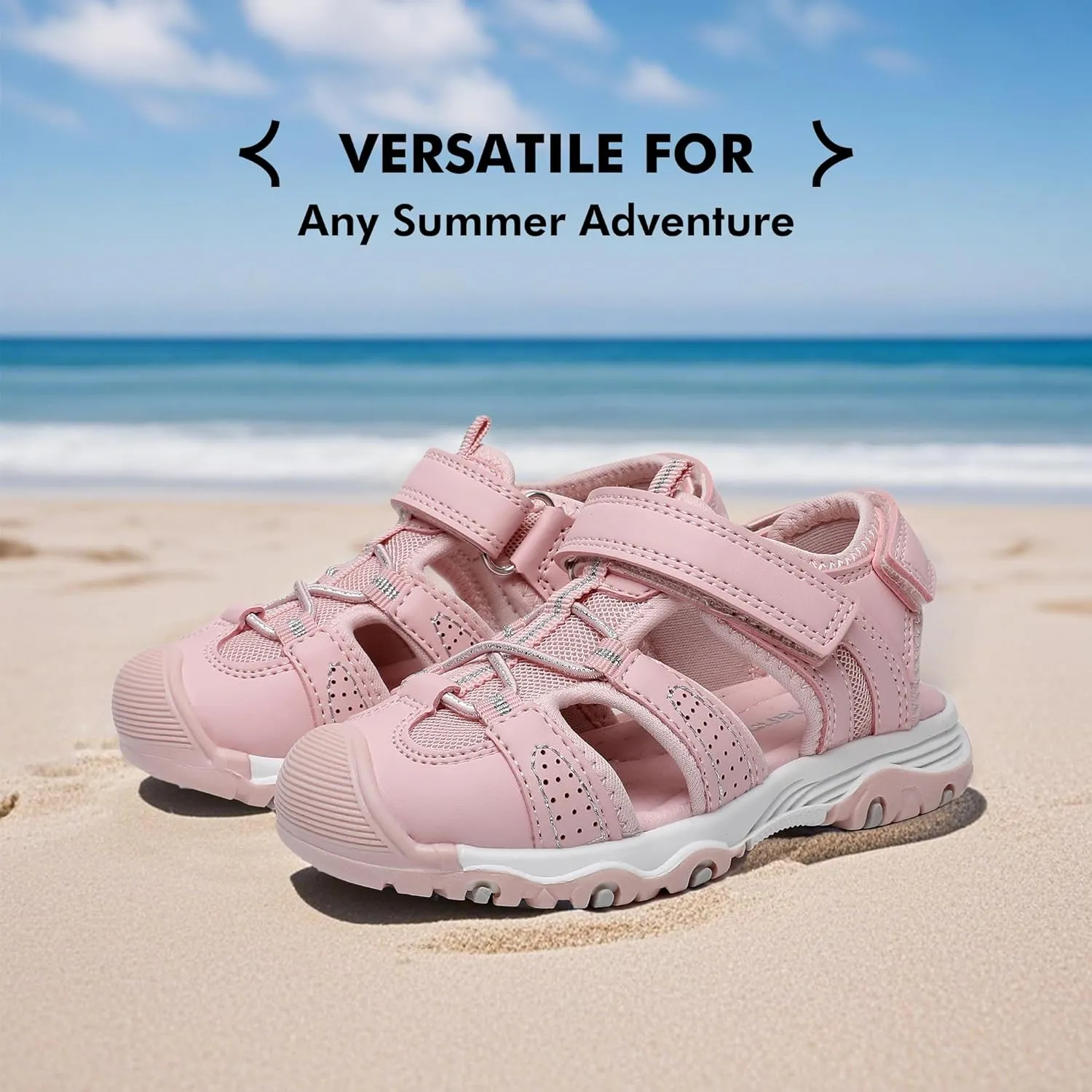 Ahannie Toddler Sandals Boys Girls Sandals – Kids Closed Toe Water Sport Outdoor Summer Beach Shoes with Hook Loop