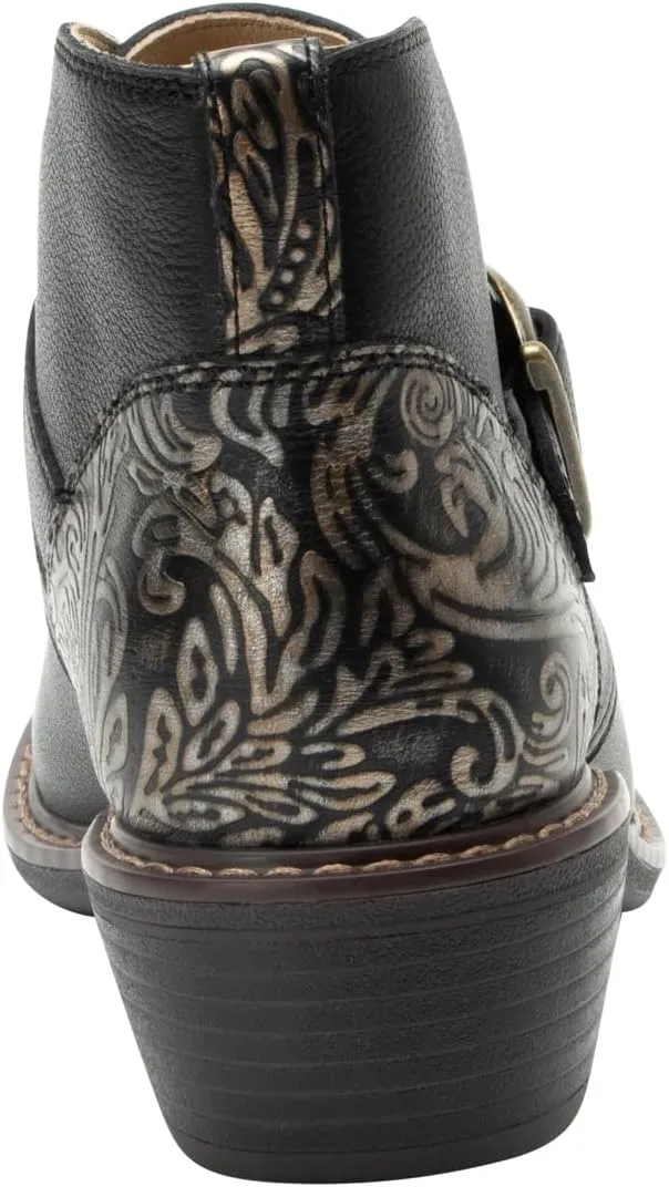 Alegria Womens Mikki Western Buckle Leather Bootie