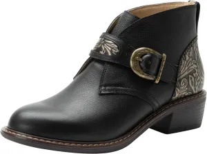 Alegria Womens Mikki Western Buckle Leather Bootie