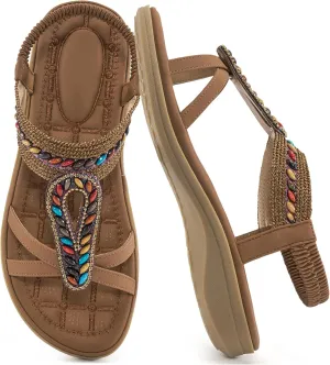 Alicegana Orthopedic Sandals for Women 2025: Comfortable Arch Support Dressy Bohemian Flats Shoes for Walking Beach Vacation