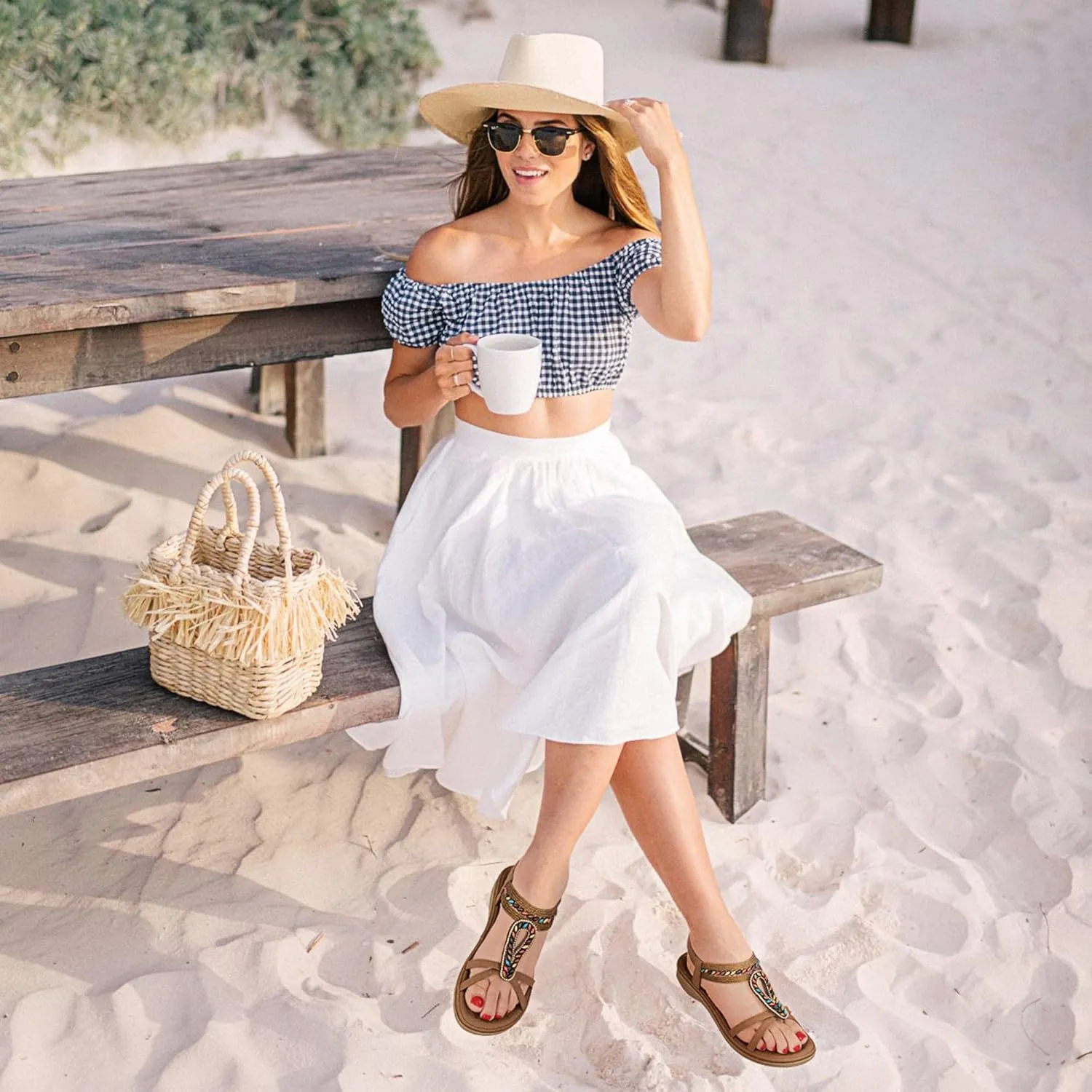 Alicegana Orthopedic Sandals for Women 2025: Comfortable Arch Support Dressy Bohemian Flats Shoes for Walking Beach Vacation