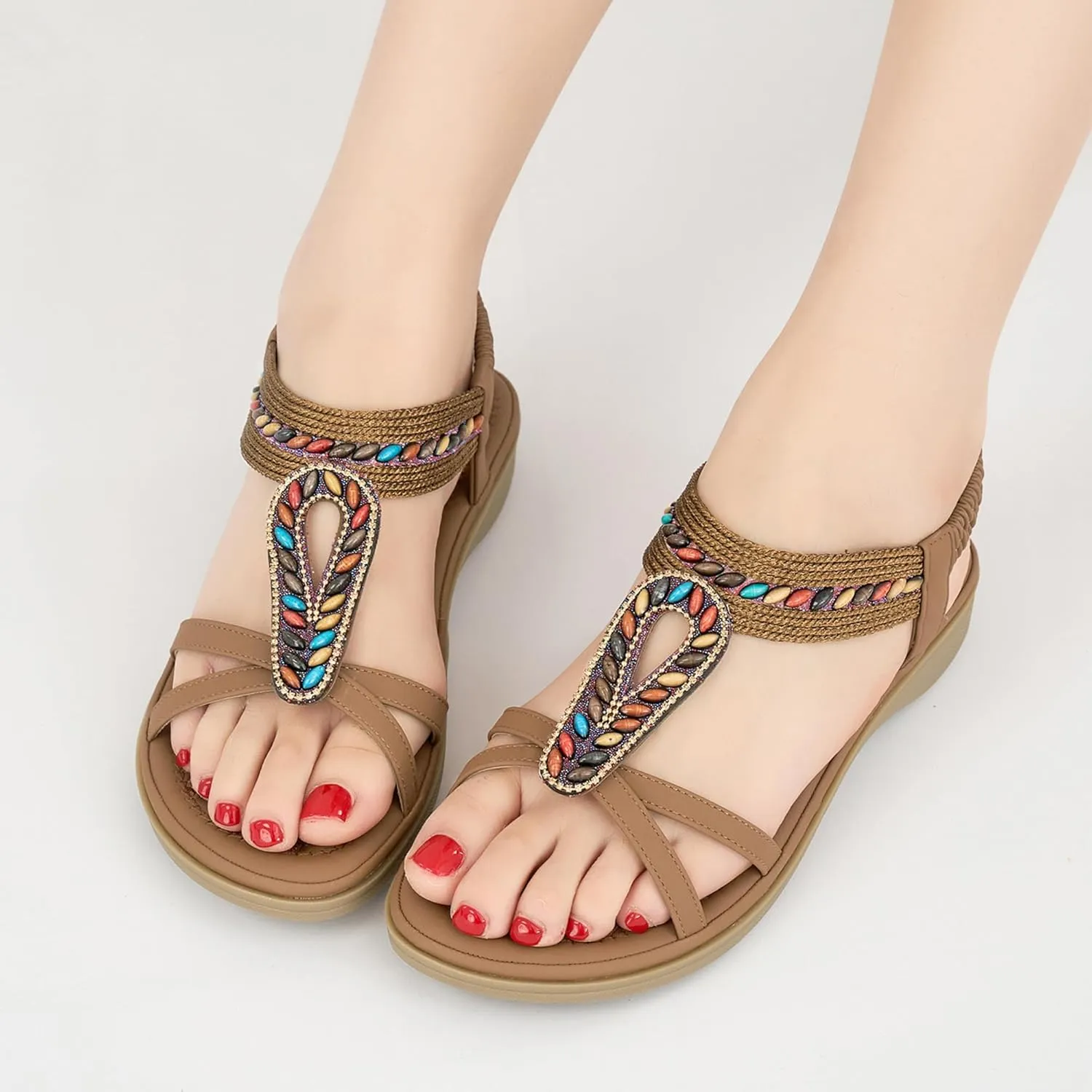 Alicegana Orthopedic Sandals for Women 2025: Comfortable Arch Support Dressy Bohemian Flats Shoes for Walking Beach Vacation