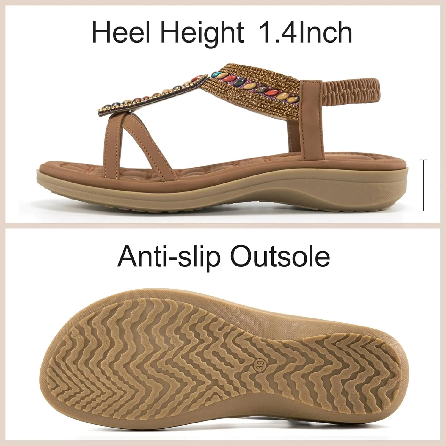 Alicegana Orthopedic Sandals for Women 2025: Comfortable Arch Support Dressy Bohemian Flats Shoes for Walking Beach Vacation