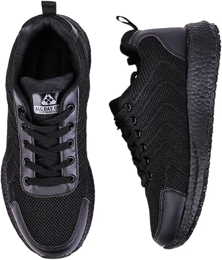 ALL DAY GRIP Men's Comfortable and Ultra Slip Resistant Shoes. Non Slip Work Sneakers for Healthcare and Food Service Workers