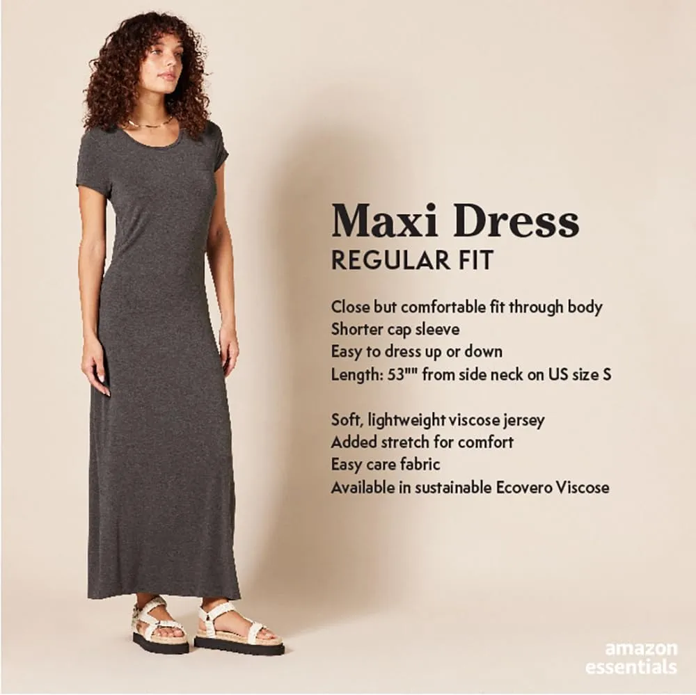Amazon Essentials Women's Short-Sleeve Maxi Dress, Flowy