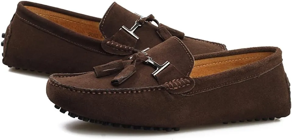 ANUFER Men's Stylish Tassel Suede Moccasins Comfort Loafers Flats Driving Shoes