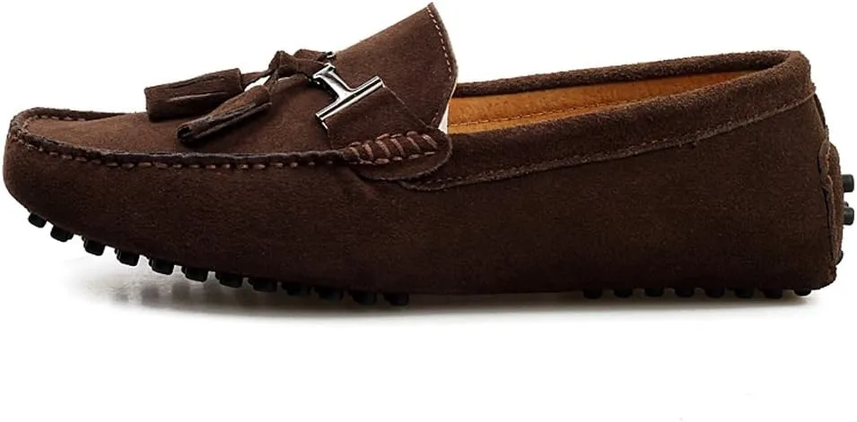 ANUFER Men's Stylish Tassel Suede Moccasins Comfort Loafers Flats Driving Shoes