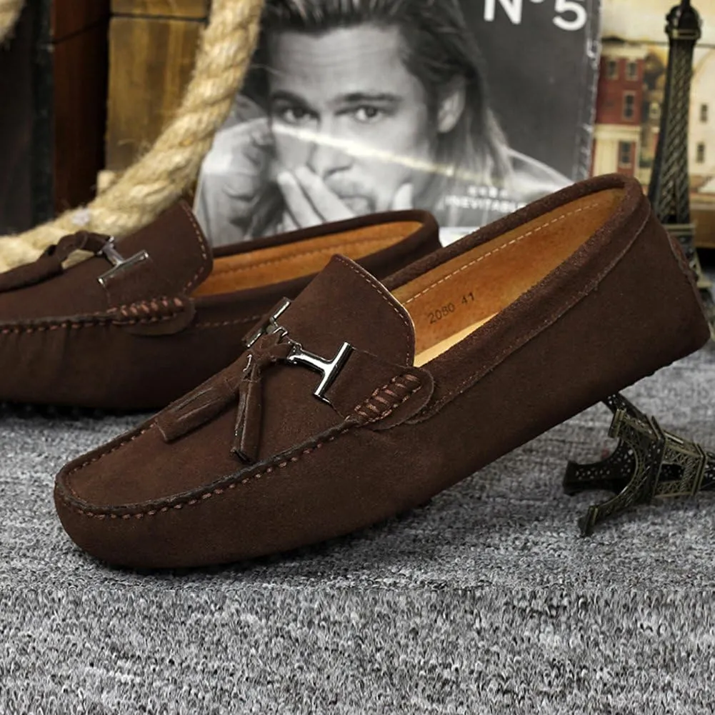 ANUFER Men's Stylish Tassel Suede Moccasins Comfort Loafers Flats Driving Shoes