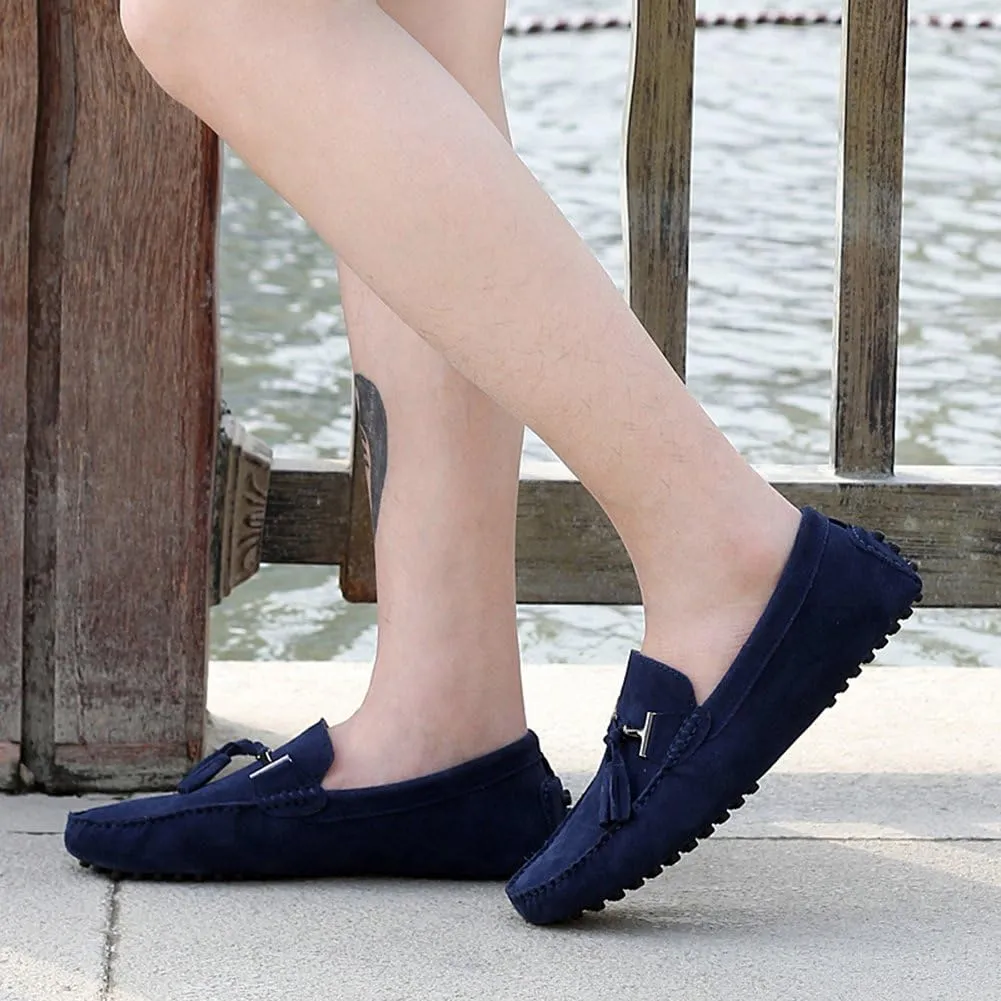 ANUFER Men's Stylish Tassel Suede Moccasins Comfort Loafers Flats Driving Shoes