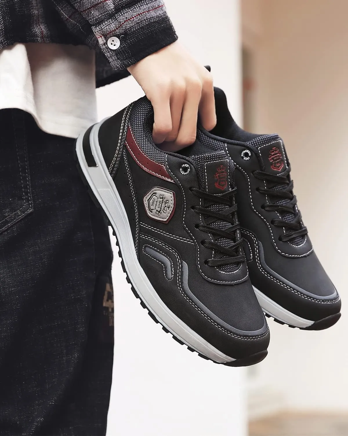 ARRIGO BELLO Men Shoes Casual Sneakers Fashion Low-Top Leather Non-Slip Walking Trainers Size 8-12