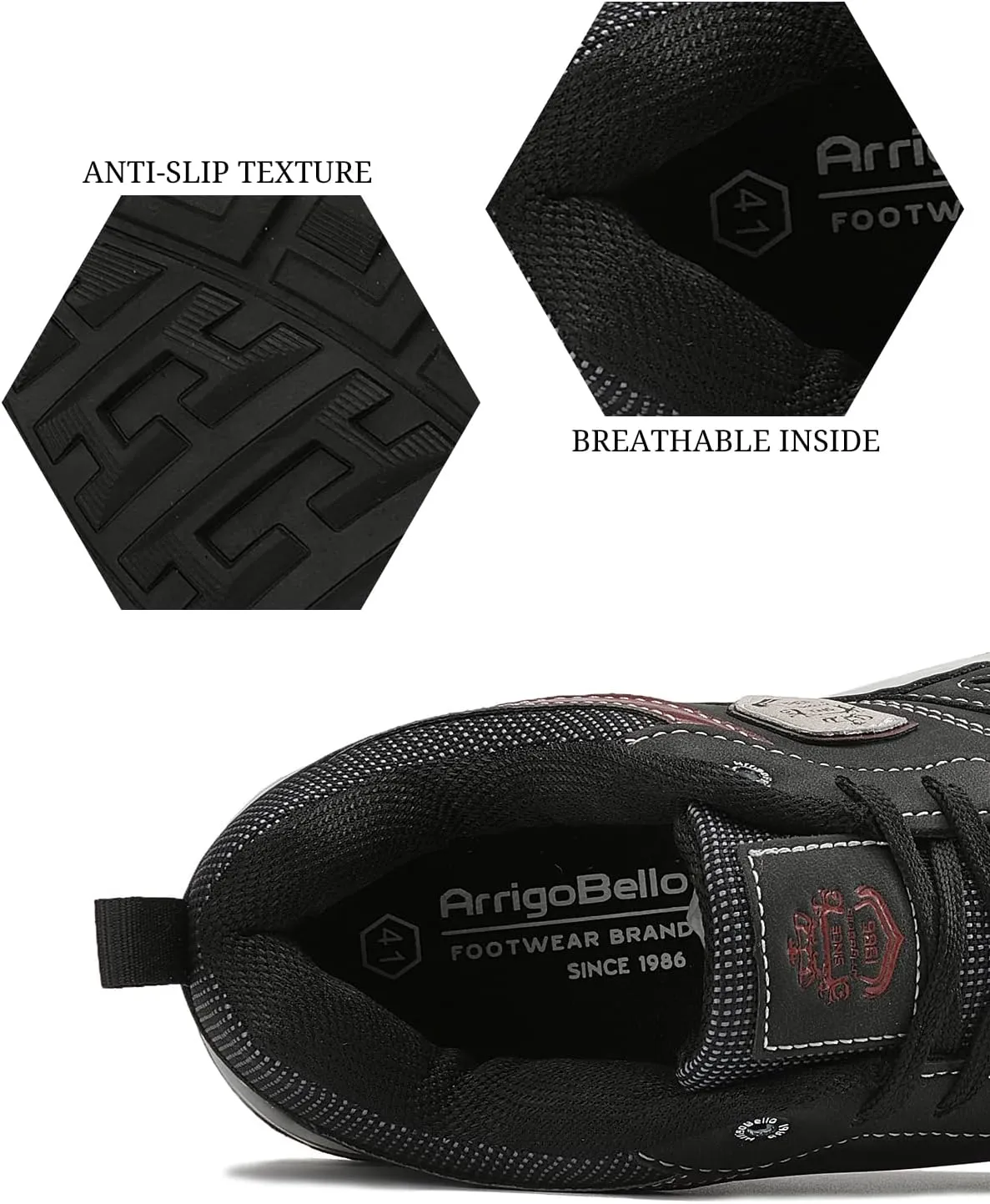 ARRIGO BELLO Men Shoes Casual Sneakers Fashion Low-Top Leather Non-Slip Walking Trainers Size 8-12