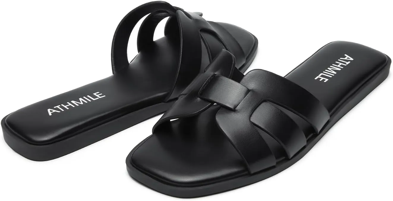 ATHMILE Womens Sandals Dressy Summer Flat Beach Comfortable Cute Sandals for Women Slides Casual Dress Sandal 2024 Size 6-11