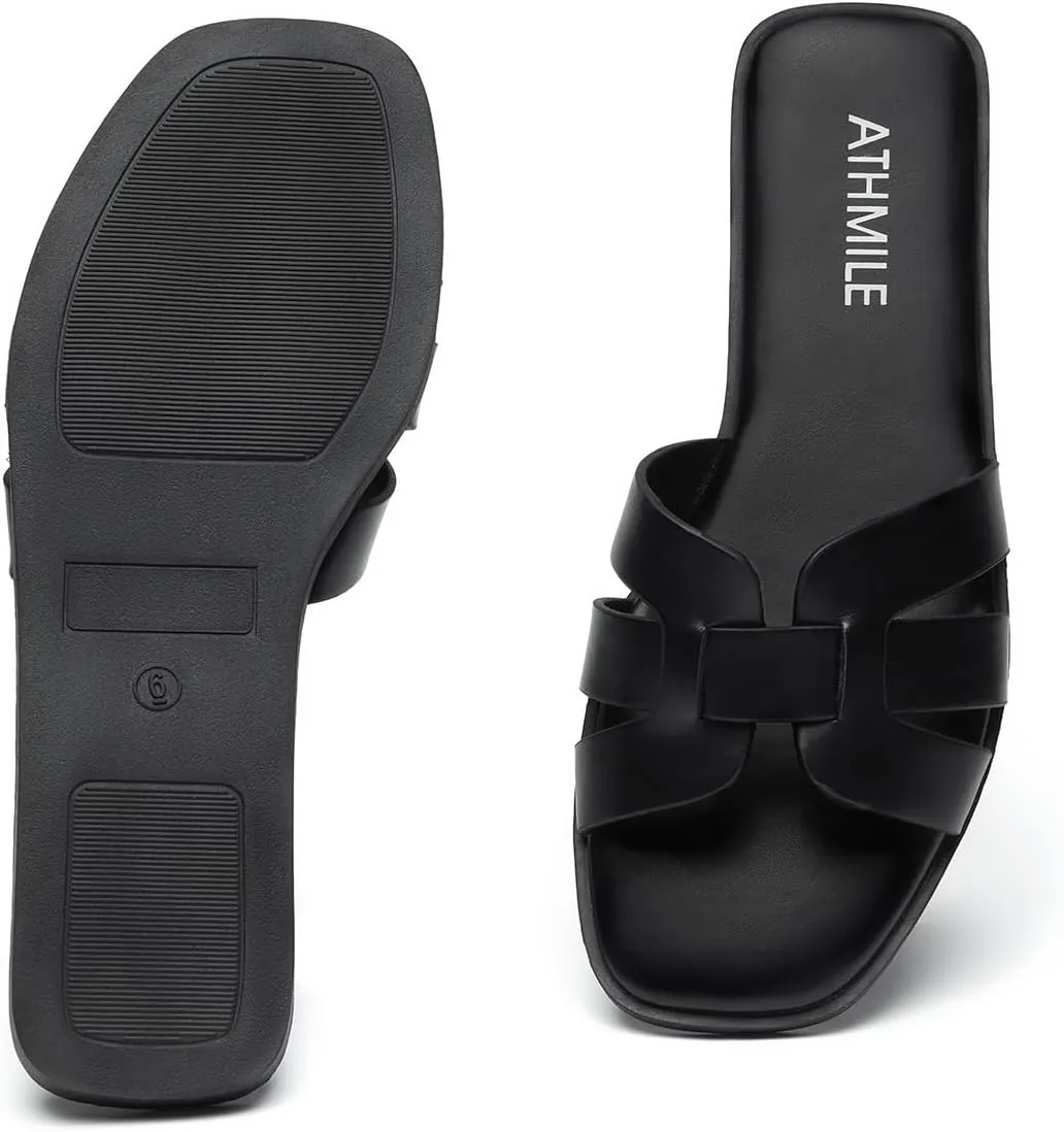 ATHMILE Womens Sandals Dressy Summer Flat Beach Comfortable Cute Sandals for Women Slides Casual Dress Sandal 2024 Size 6-11