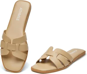 ATHMILE Womens Sandals Dressy Summer Flat Beach Comfortable Cute Sandals for Women Slides Casual Dress Sandal 2024 Size 6-11