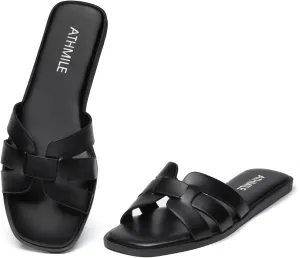 ATHMILE Womens Sandals Dressy Summer Flat Beach Comfortable Cute Sandals for Women Slides Casual Dress Sandal 2024 Size 6-11