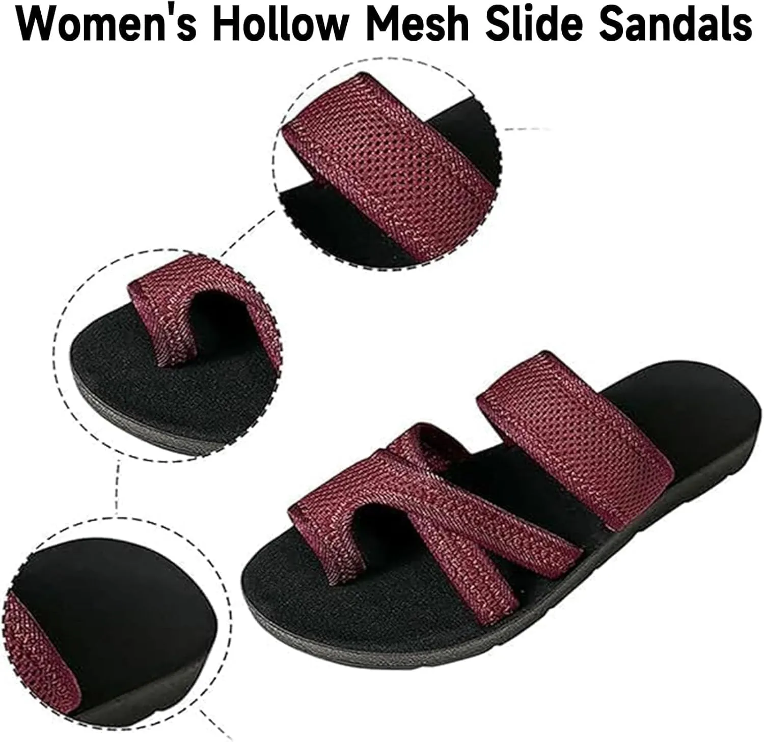 Avylays Orthopedic Sandals Women's Hollow Mesh Slide Sandals with Arch Support Comfortable Beach Sandals