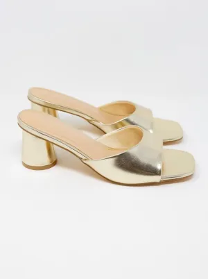 BAMBOO® Womens Square Open Toe Cylinder Block Heel Mules