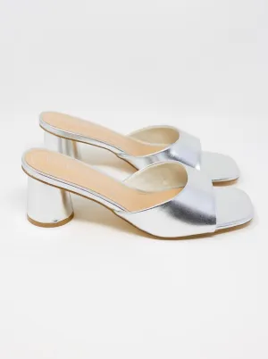 BAMBOO® Womens Square Open Toe Cylinder Block Heel Mules