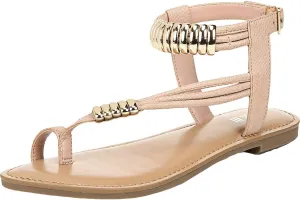 bar III Womens Vella Faux Leather Snake Print Flat Sandals Beige 11 Medium (B,M)