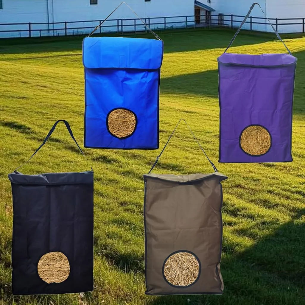 BARN & STABLE Oversized Hay Bags for Horses 29"*19.5" with Open Feed Hole Large Opening Horse Slow Feeder Hay Bag with Quick Grip Closure and Adjustable & Detachable