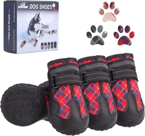 BEAUTYZOO Dog Boots Paw Protector for Medium Large Dogs, Breathable Mesh Dog Shoes for Hot Pavement, Dog Booties with Reflective Straps, Puppy Outdoor Rugged Anti-Slip Sole for Hiking Running 4PCS/Set