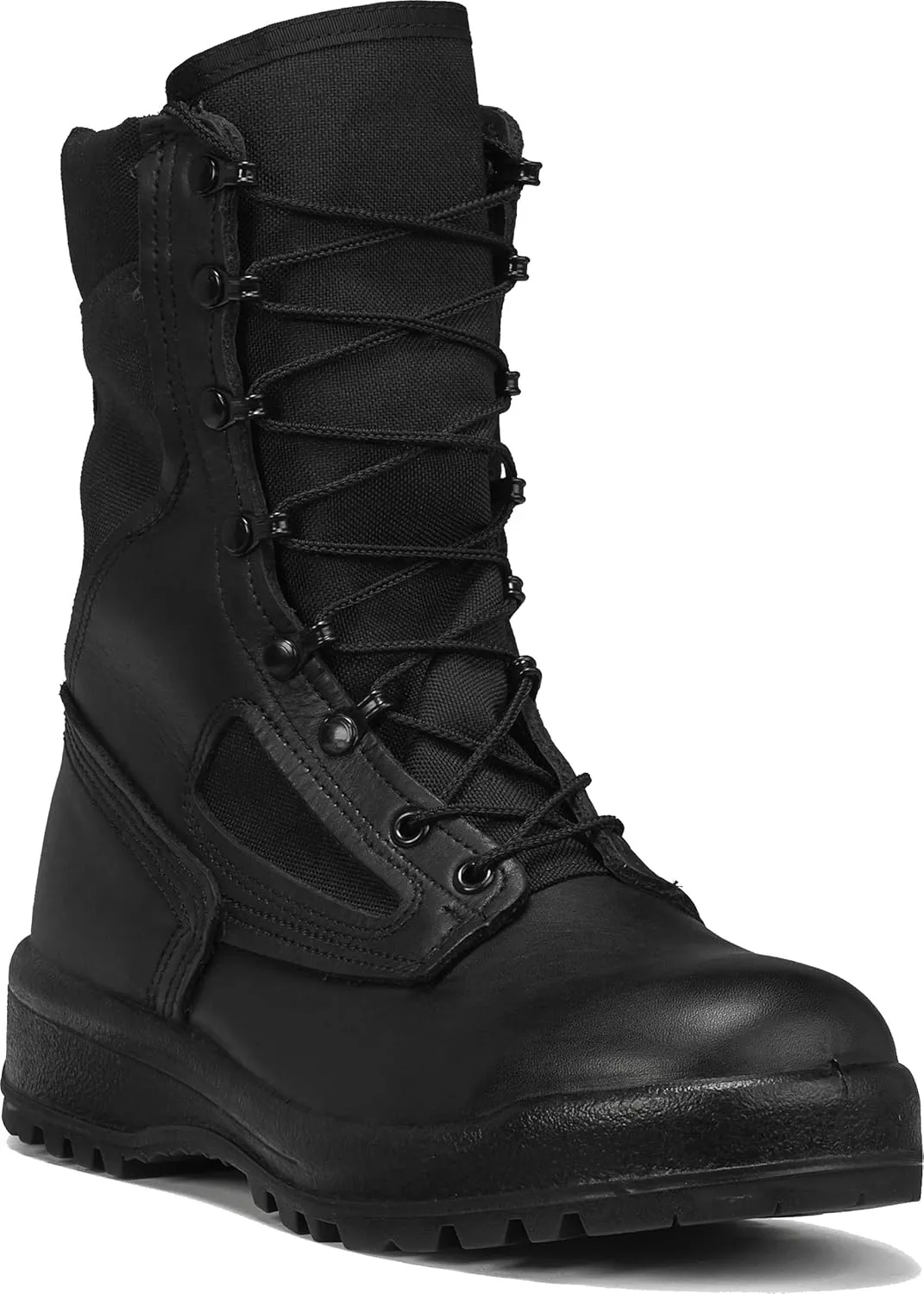 Belleville 390 TROP Inch Hot Weather Combat Boots for Men - Polishable Black Leather and Abrasion-Resistant Nylon with Vibram Sierra Traction Outsole; Berry Compliant
