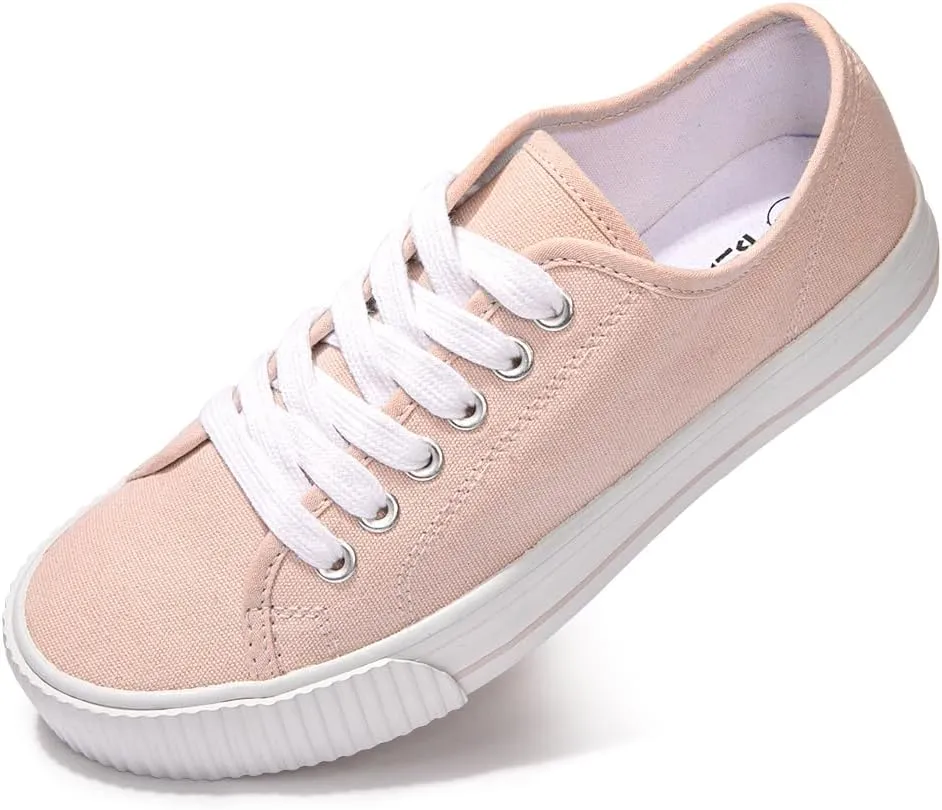 BENEKER Women's Fashion Sneakers Low Top Lace Up Canvas Sneakers Comfort Tennis Shoes Casual Walking Shoes