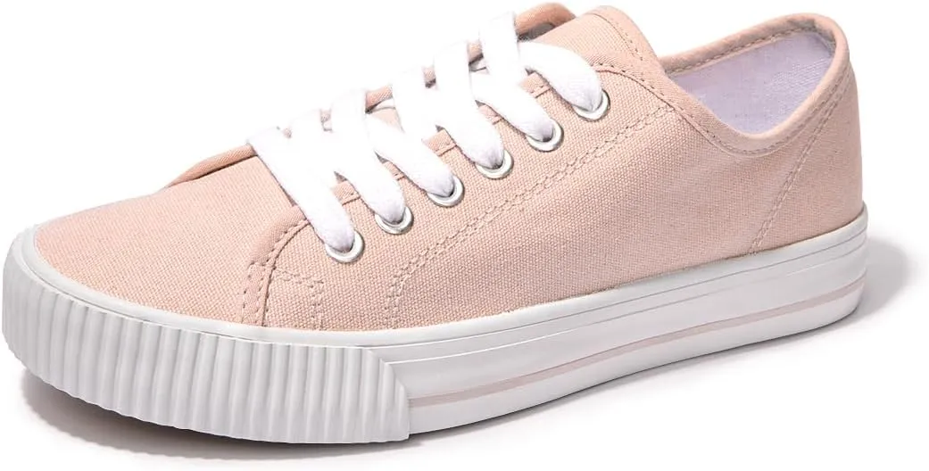 BENEKER Women's Fashion Sneakers Low Top Lace Up Canvas Sneakers Comfort Tennis Shoes Casual Walking Shoes