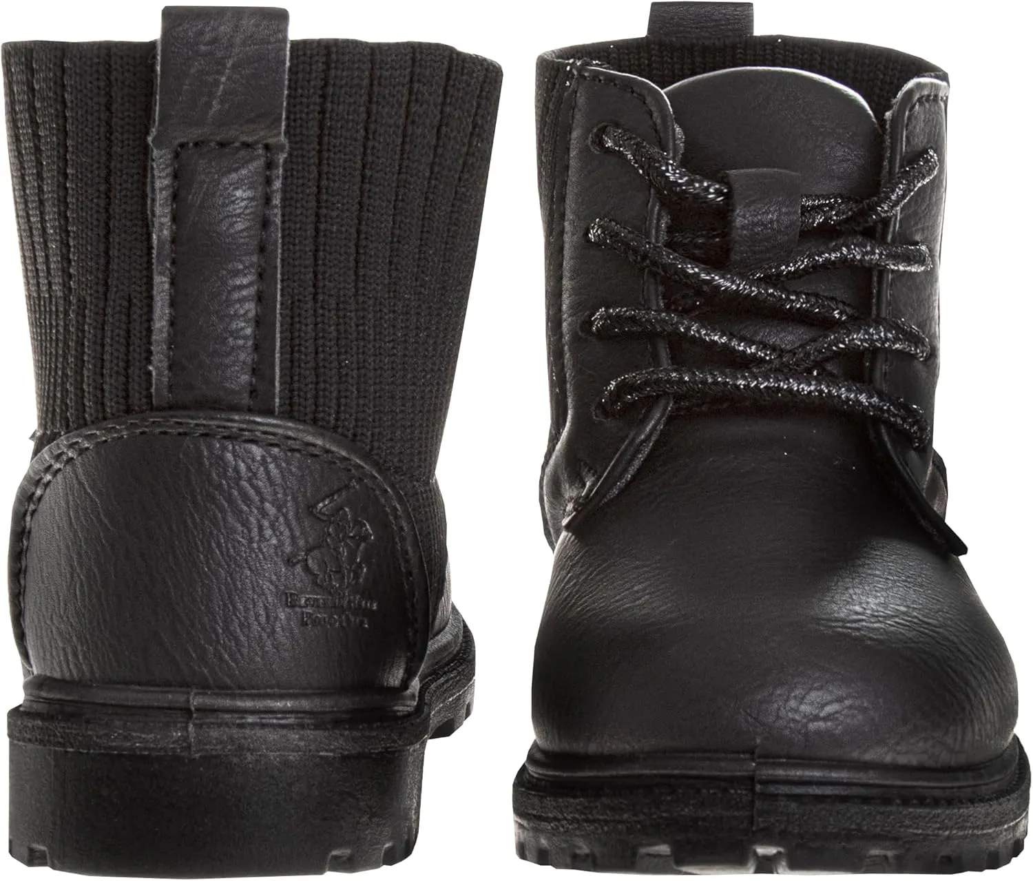 Beverly Hills Polo Club Girls Mid Top Boot - Comfort Construction LaceUp Boot - Black (5-10 Toddler)