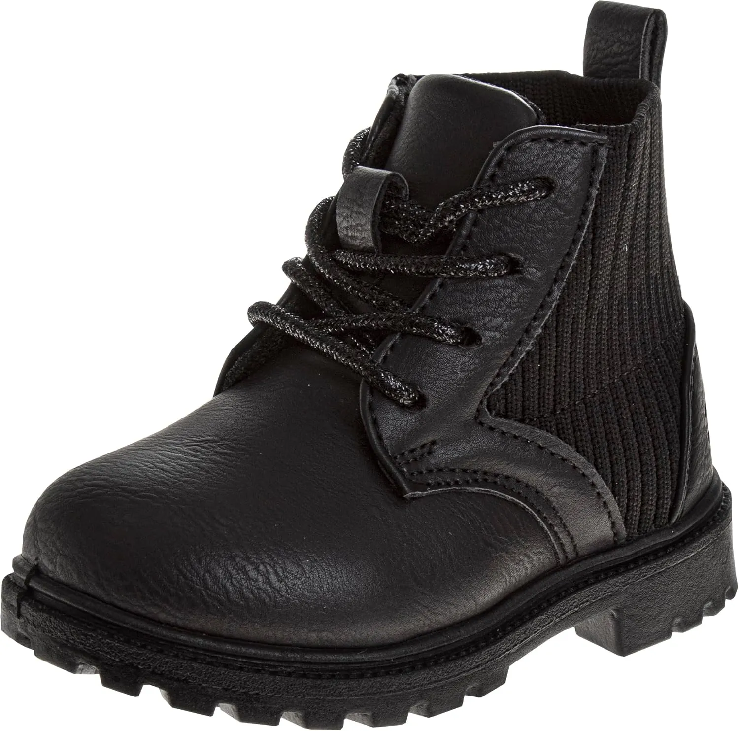 Beverly Hills Polo Club Girls Mid Top Boot - Comfort Construction LaceUp Boot - Black (5-10 Toddler)