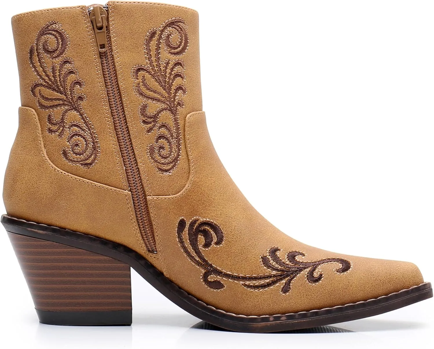 Blikcon Womens' Embroidery Western Ankle Cowgirl Boots