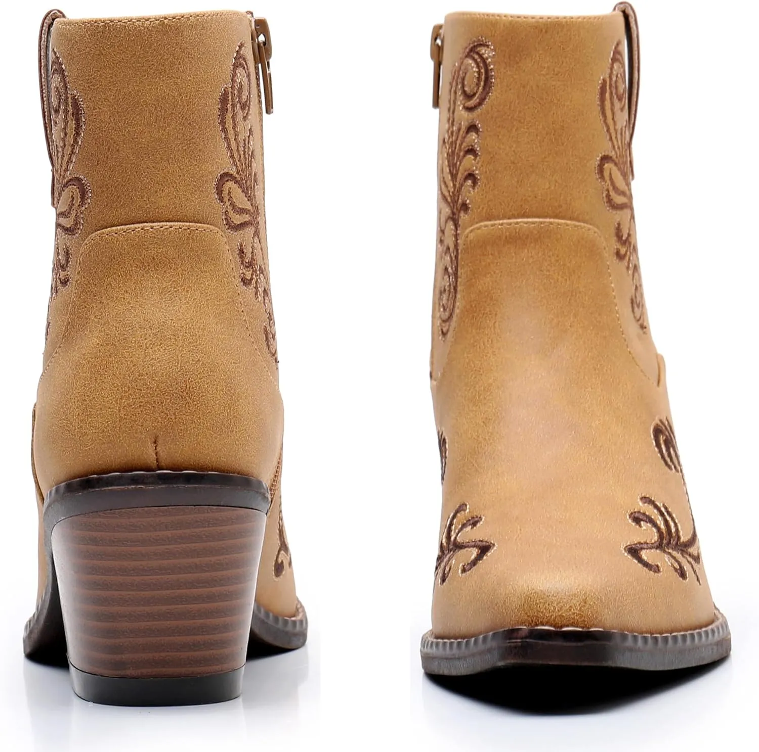 Blikcon Womens' Embroidery Western Ankle Cowgirl Boots