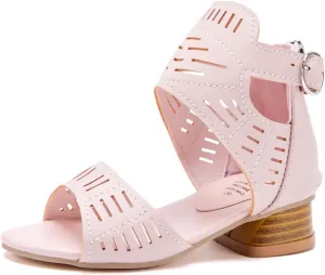 BMCiTYBM Girls Sandals Low Heels Flower Wedding Shoes Dress Pump Ankle Strap Open Toe Toddler Little Big Kids